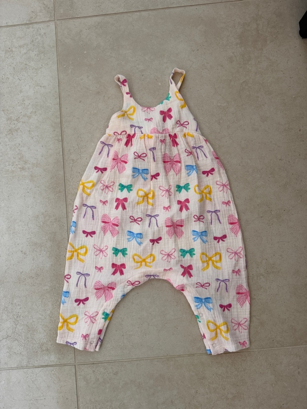 Angel Dear Pink Bow Print Cotton Romper